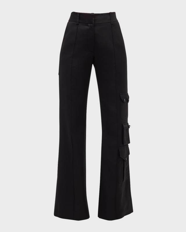 Viscose Linen Wide-Leg Cargo Trousers